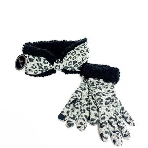 NWT Cuddl Duds 2-Pc Leopard Touchscreen Glove & Headband Set • Cozy Gift